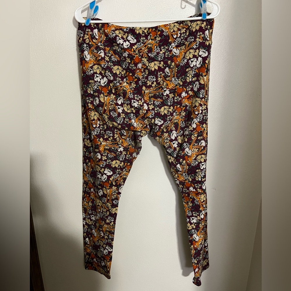 LULAROE Walt Disney All Over‎ Bambi Print Butter Soft Maroon Leggings Women's TC - Picture 5 of 5